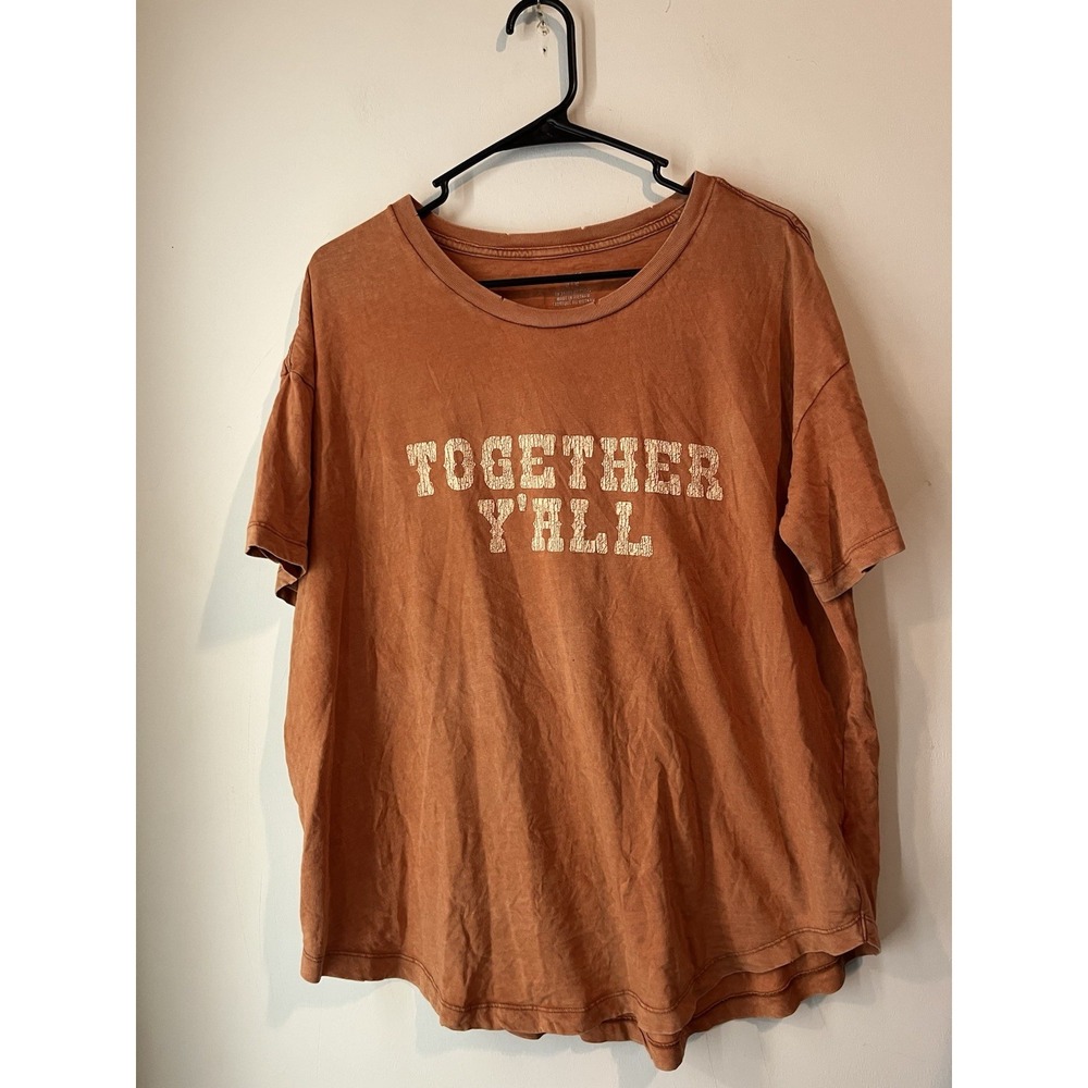 Aerie Oversized Tee Medium Together Yall Southern Western Short Sleeve Distress